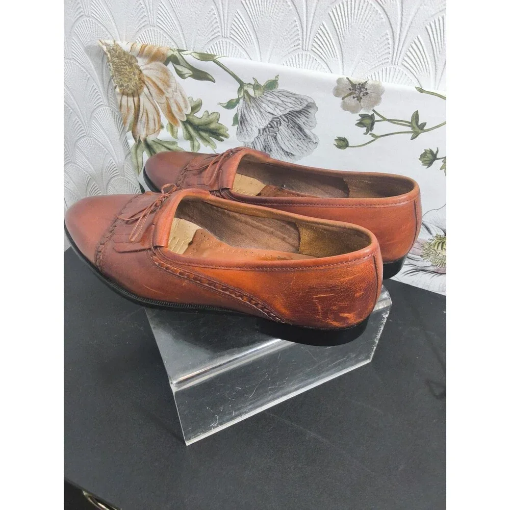 Giorgio Brutini Tan Kiltie Tassel Loafers Brown Leather Slip On Size 10.5 D